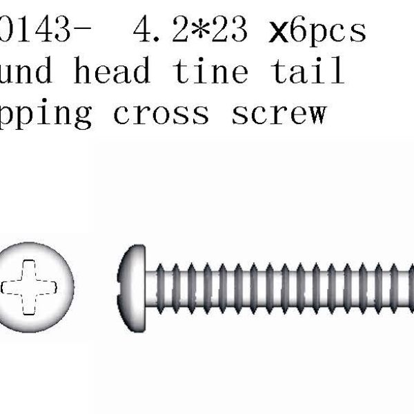 910143 - 4.2*23 X 6pcs Round Head Tine Tail Tapping Cross Screw